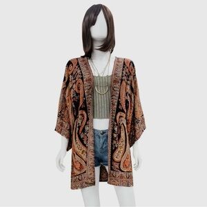 Raj Kyla Paisley Open-Front Kimono Cardigan